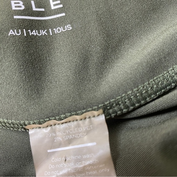 NIMBLE Moto Mesh Khaki Green High Waisted Full Length Activewear Tights Size 14 - Picture 7 of 10